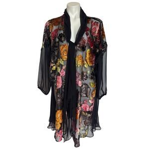 VTG Victoria's Secret Gold Label Sheer Kimono Velvet Burnout Glitter Whimsygoth